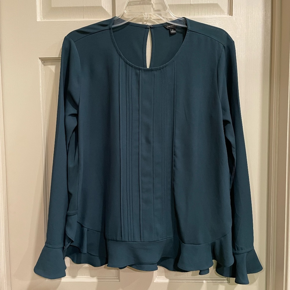 Ann Taylor Forest Green Peplum Top